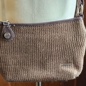 THE SAK LINA BROWN HANDBAG CROTCHET SHOULDER BAG EUC